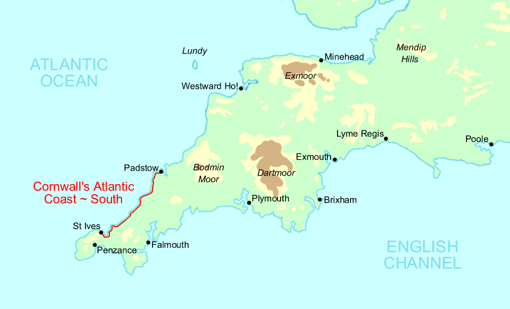 Cornwall's Atlantic Coast - South Run map
